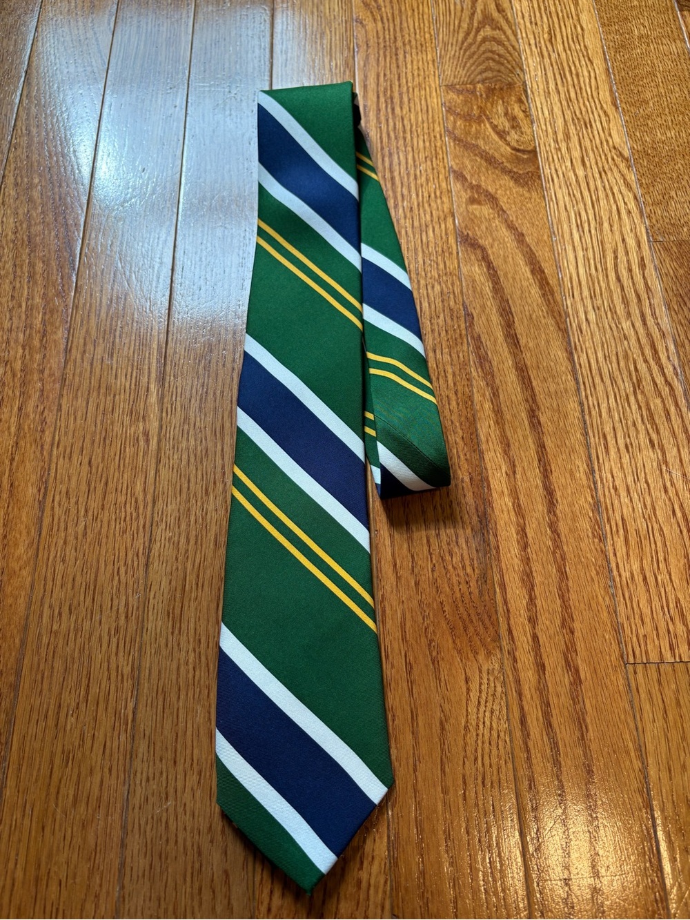 Vineyard Vines Prep League Edition Green Tie with Navy, White & Yellow Stripes